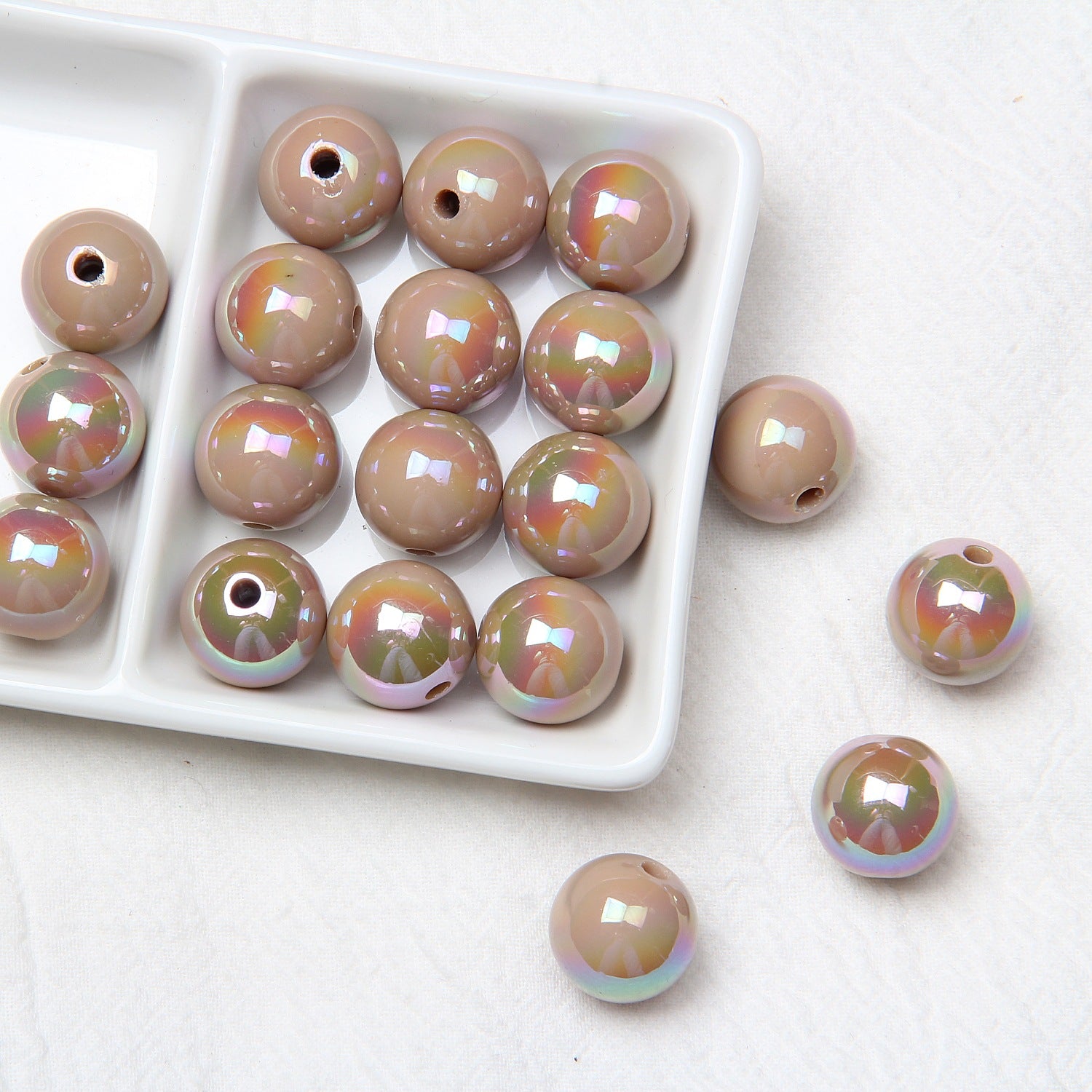 Wholesale 20pcs acrylic plated color beaded hand-painted beads ovules diy