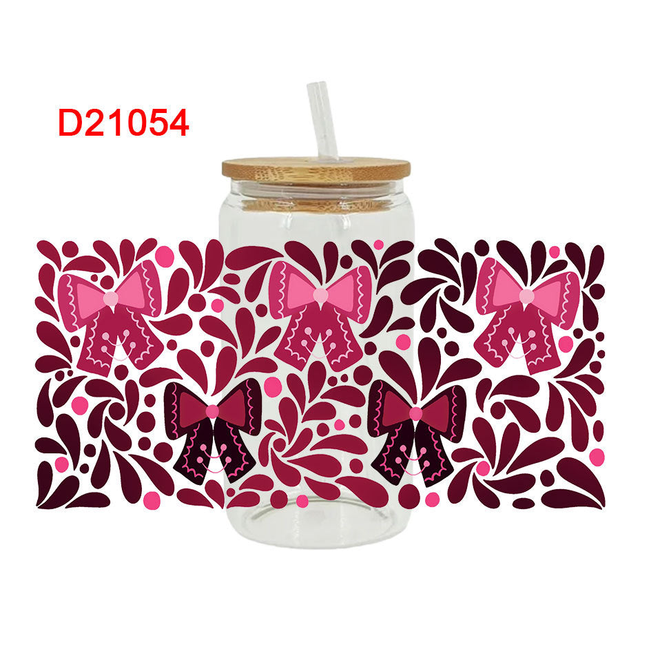 Wholesale Cute Cartoon Bow 16oz Cup UV DTF Wraps