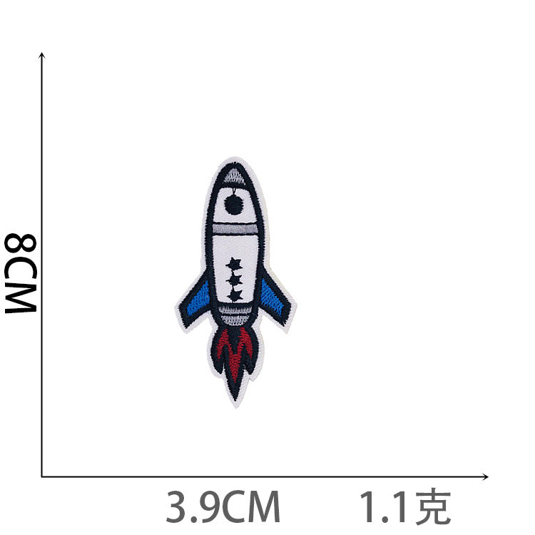 Wholesale Polyester Iron On Embroidered Patches Astronaut Space Rocket Design DIY Decorative Applique For Clothing Boutique Resale
