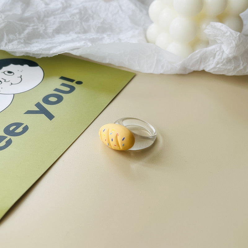 Wholesale Japanese fun food cute croissant pizza toast grape tart resin ring