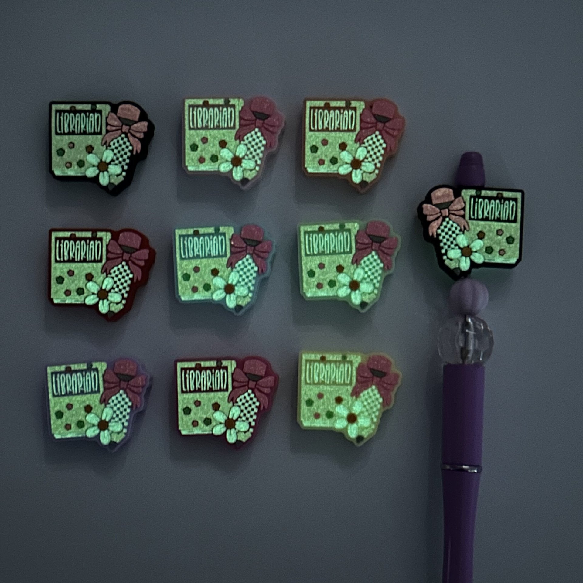 Wholesale  10pcs Cartoon Learning Series Luminous DIY Loose Beads Food Grade Silicone Pacifier Chain Bead Pen