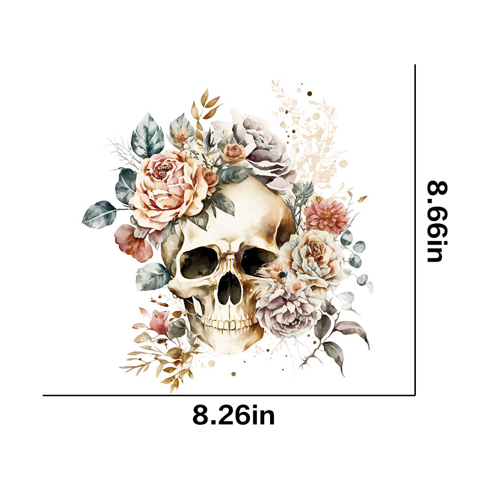 Wholesale 10pcs Colorful Flower Skull UV DTF Ready to Press Transfers Wraps
