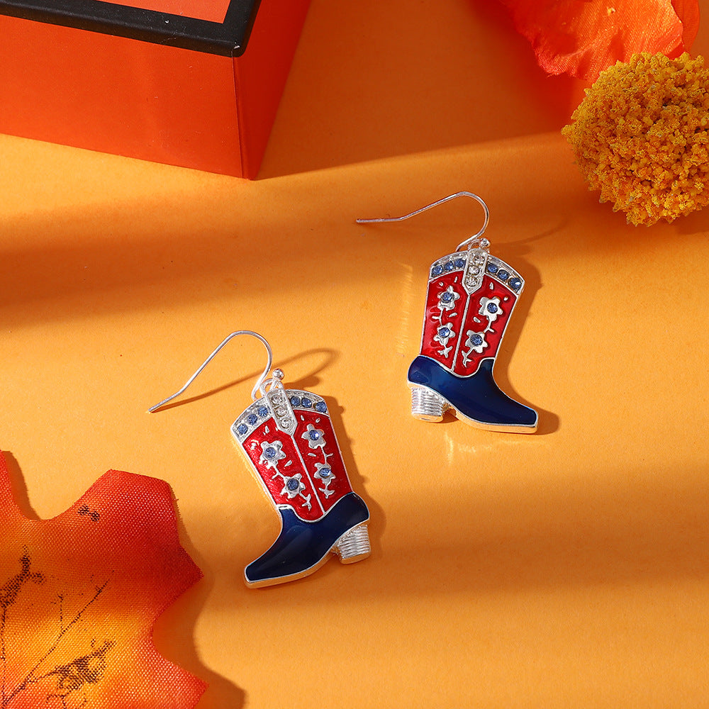 Wholesale Halloween Alloy Diamond Drop Earrings Retro Fashion Hat Shoes Earrings