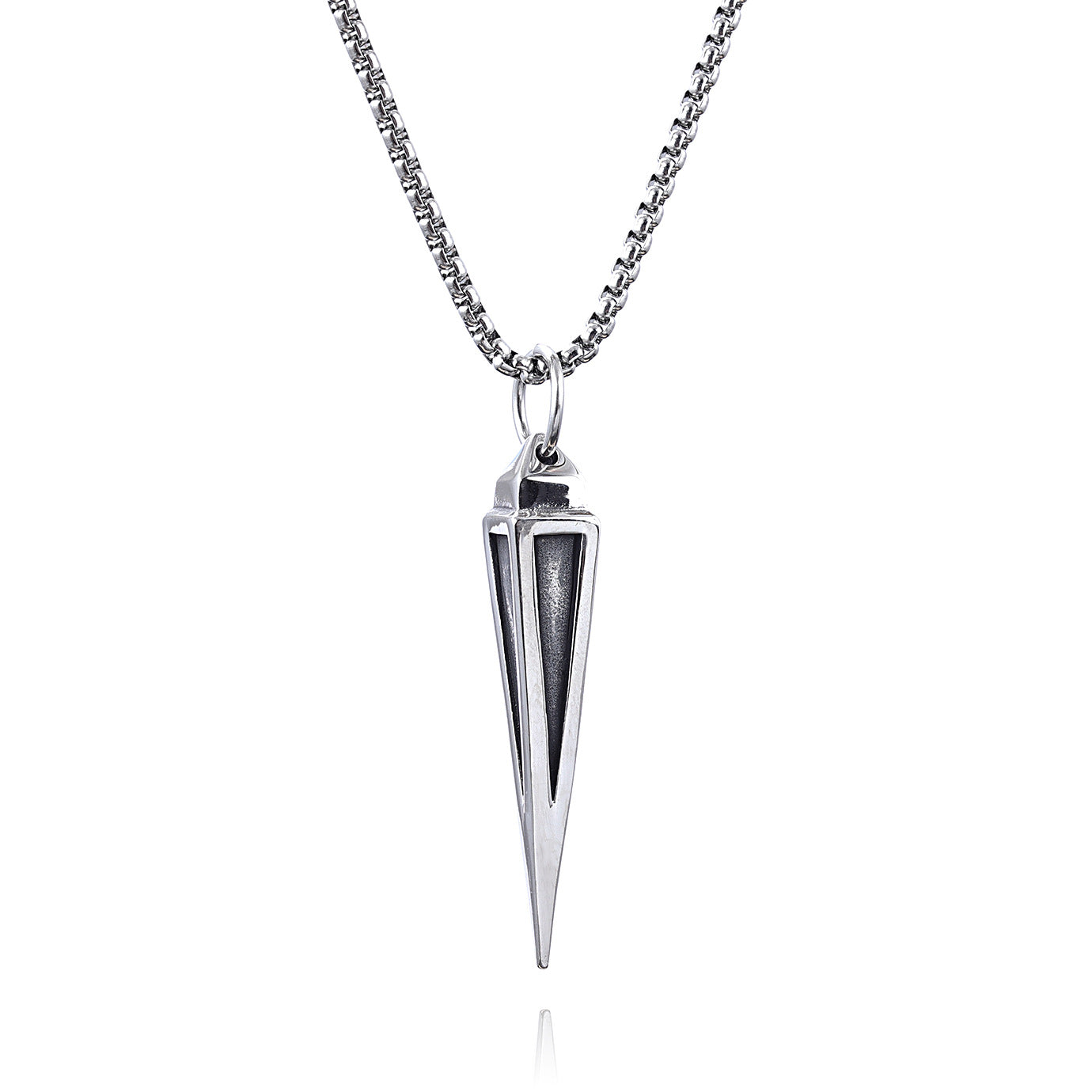 Wholesale retro trend triangular cone shape stainless steel pendant