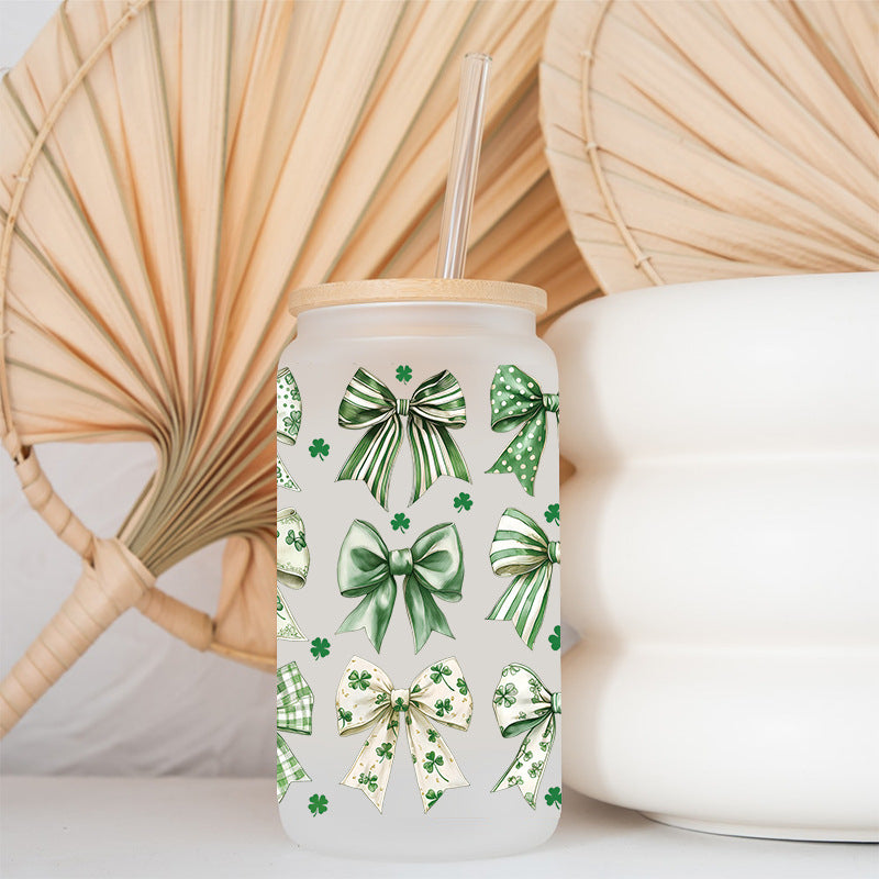 Wholesale UV transfer sticker for glass cups crystal label crystal sticker 16OZ UV DTF WRAPS