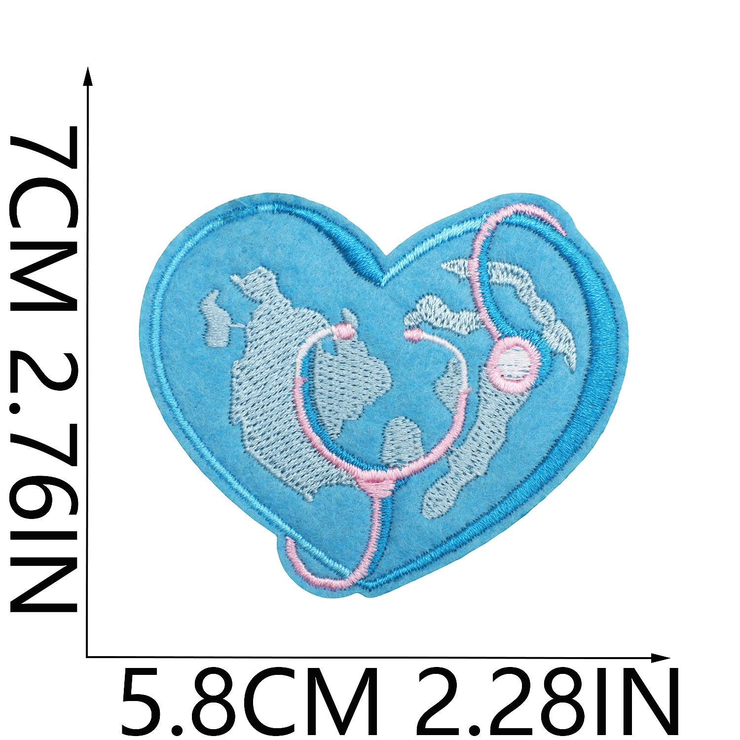 Wholesale Modern Red Blue Medical Rescue Team Embroidered Patches Cartoon Stethoscope Polyester Clothing Decoration Gift