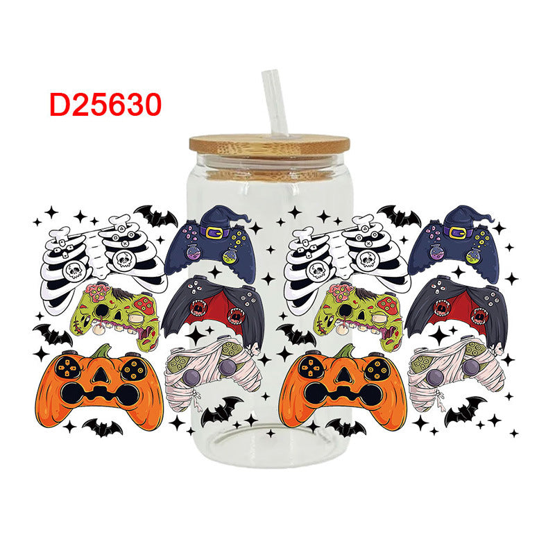 Wholesale Pumpkin Ghost Skeleton Halloween 16oz Cup UV DTF Wraps