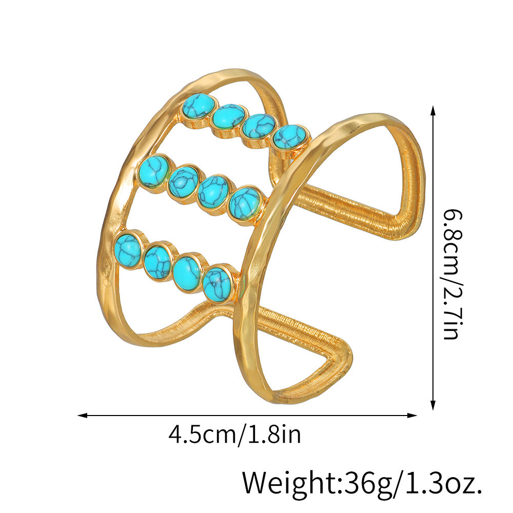 Wholesale Imitation Turquoise Boho Geometric Metal Bracelet