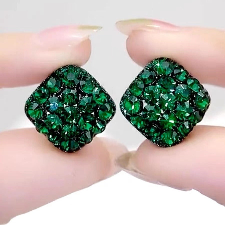 Wholesale Full Diamond Geometric Rhombus Full Diamond Earrings