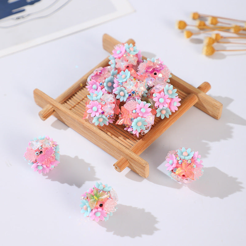 Wholesale 20pcs Flower Ball DIY Handmade Polymer Clay Crystal Beads