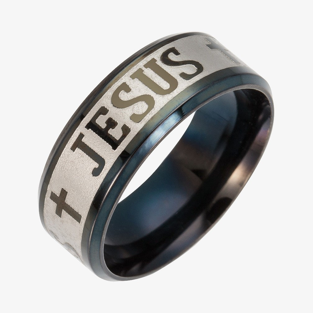 Wholesale Titanium Steel Corrosion Letters Men's Ring