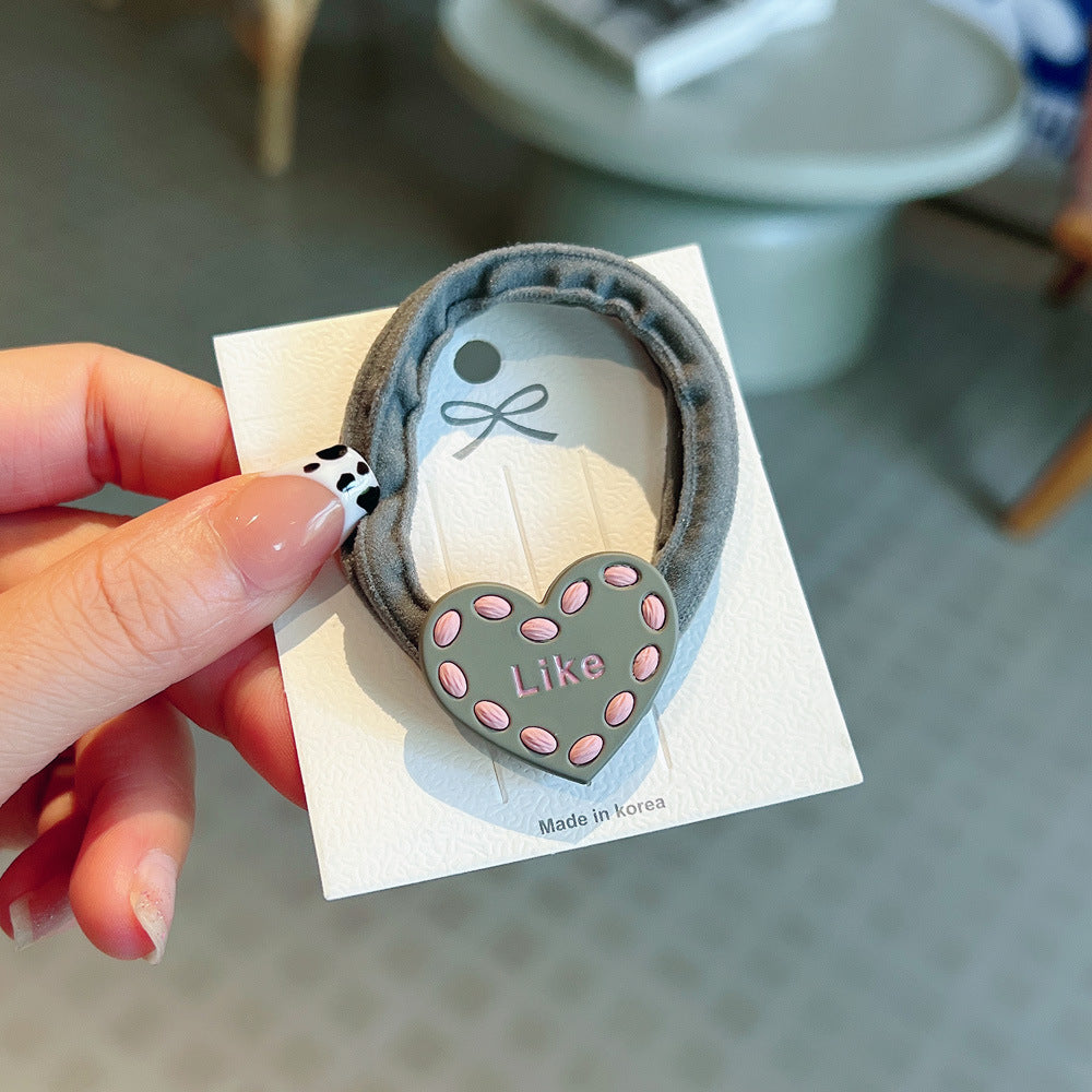 Wholesale of Autumn and Winter Alloy Love Color Matching Towel Rings and Hair Ropes