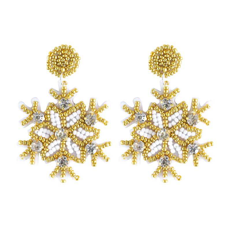 Wholesale Christmas Tree Snowflake Handmade Resin Rice Ball Earrings