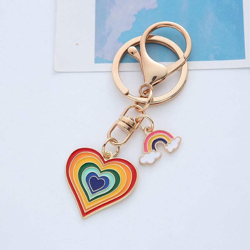 Wholesale Alloy Rainbow Colorful Love Keychains