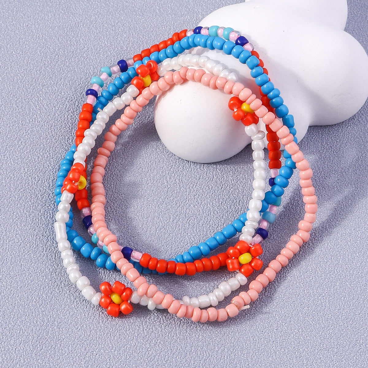 Wholesale Colorful Rice Beads Hand Woven Tassel Bracelet Set