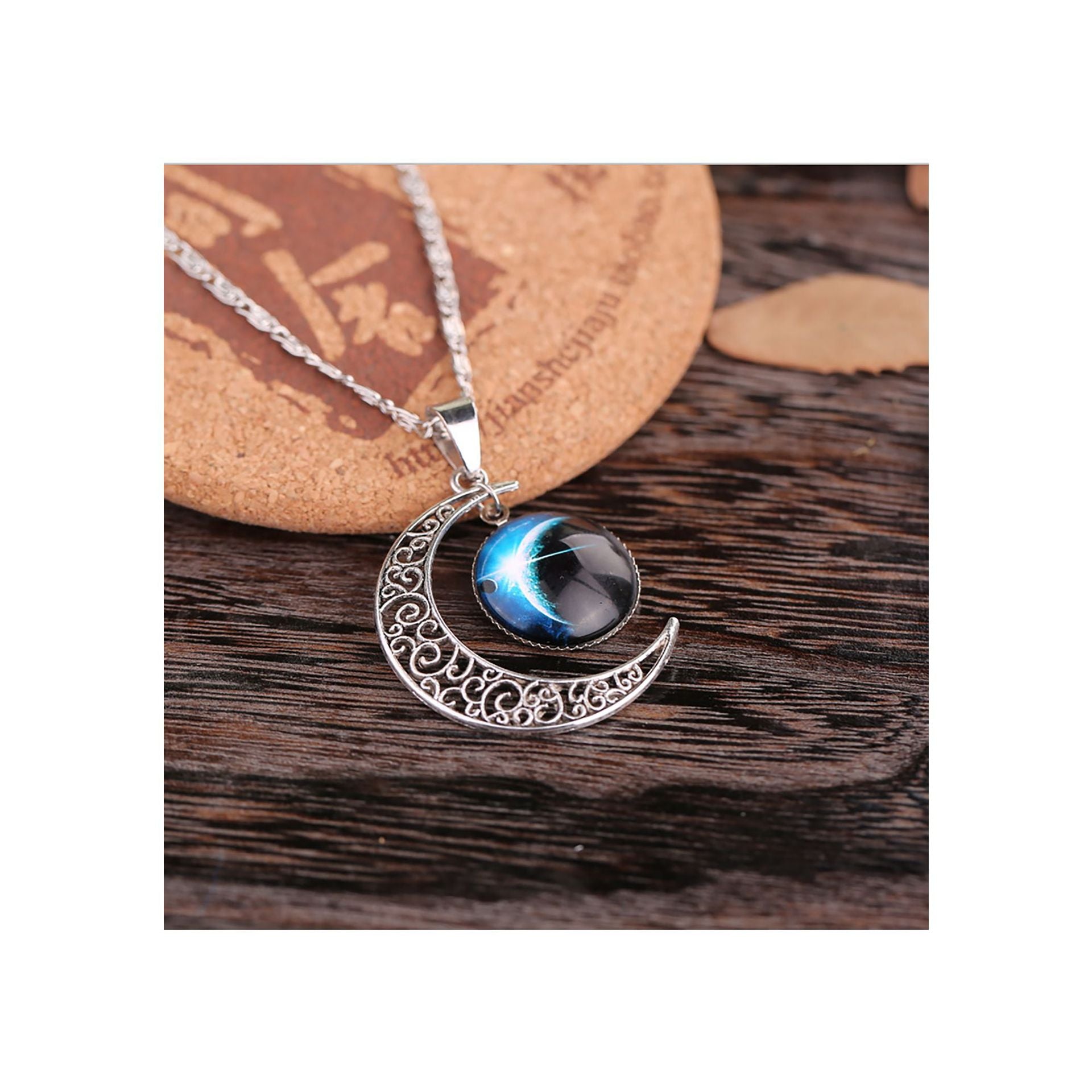 Wholesale Starry Sky Moon Time Gemstone Necklace