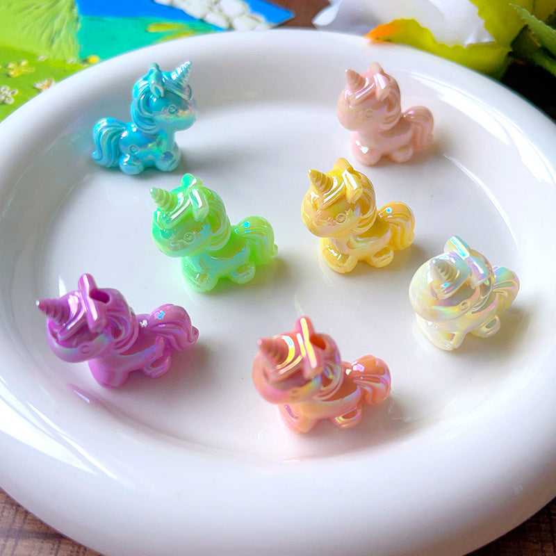 Wholesale Luminous Unicorn Through-hole Bead  Acrylic Beads