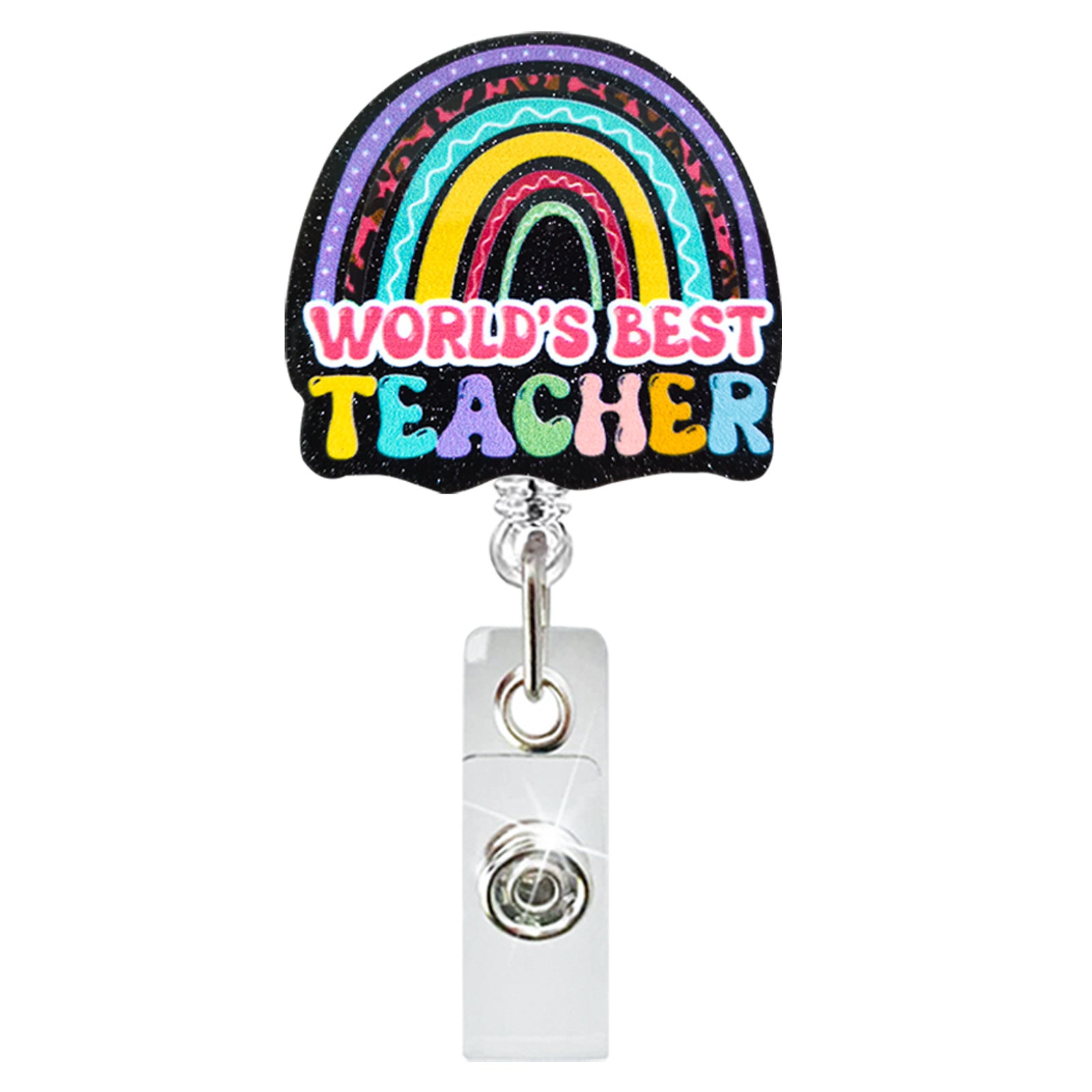 Wholesale Teacher Rainbow Acrylic Retractable Keychain