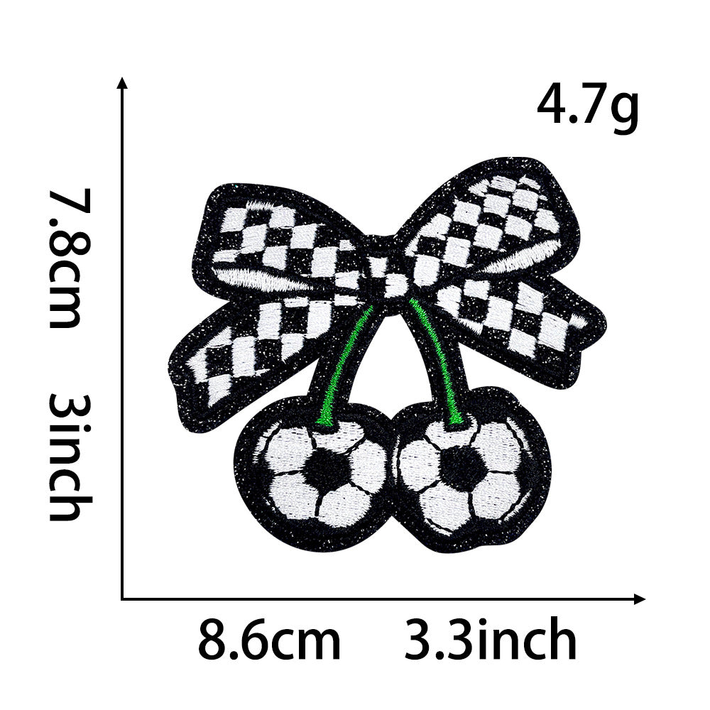 Wholesale Trendy Blue Ball Sequin Embroidered Patch With Bow Iron On Adhesive For Coats DIY Fashion Accessory Gift