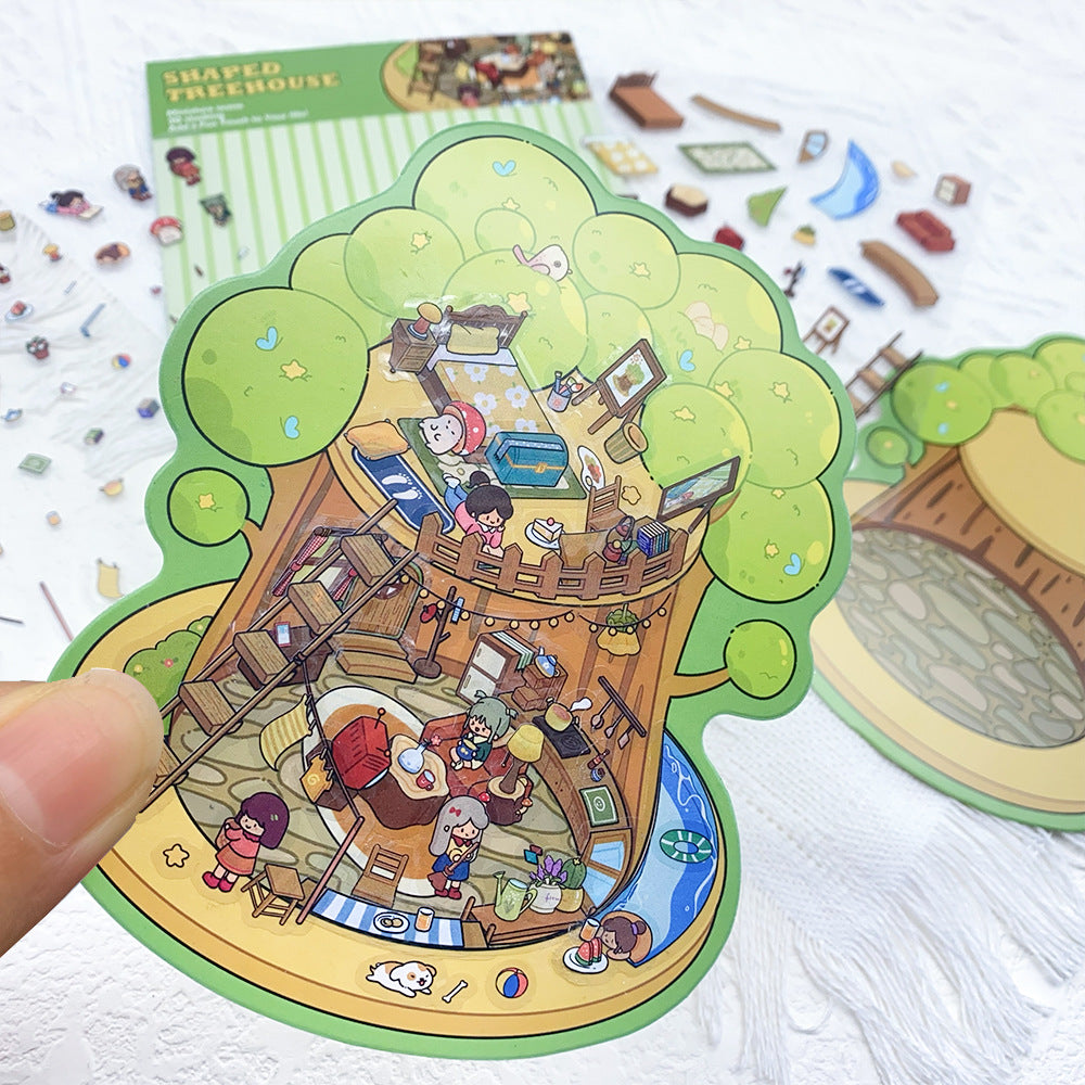 Wholesale Cartoon tree book 3D micro world DIY stickers