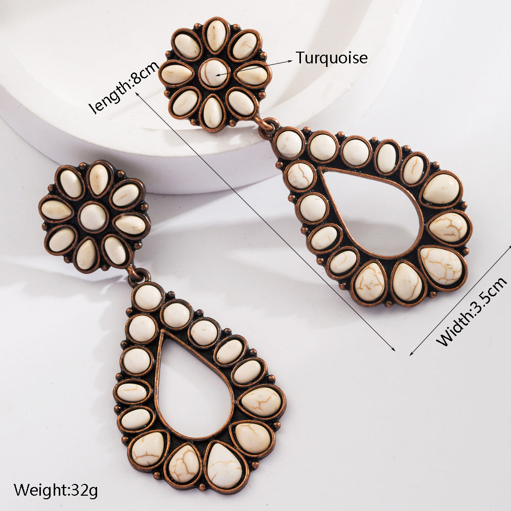 Wholesale Bohemian Turquoise Exaggerated Earrings