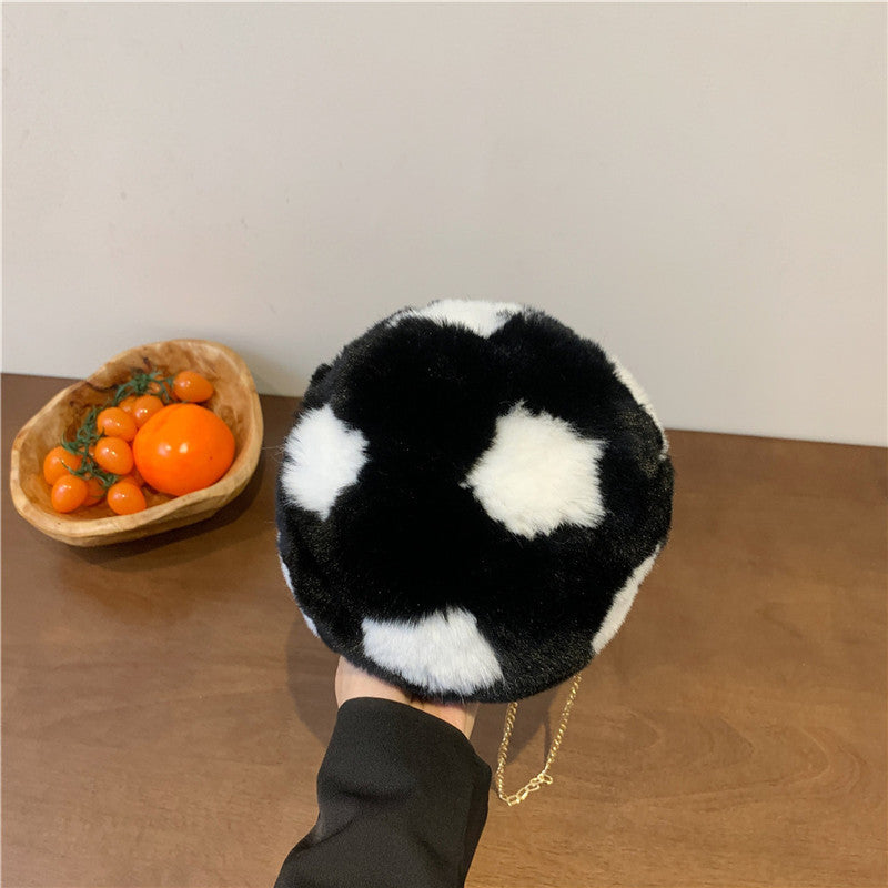 Wholesale Plush Football Bag Plush Chain Single Shoulder Diagonal Straddle Bag