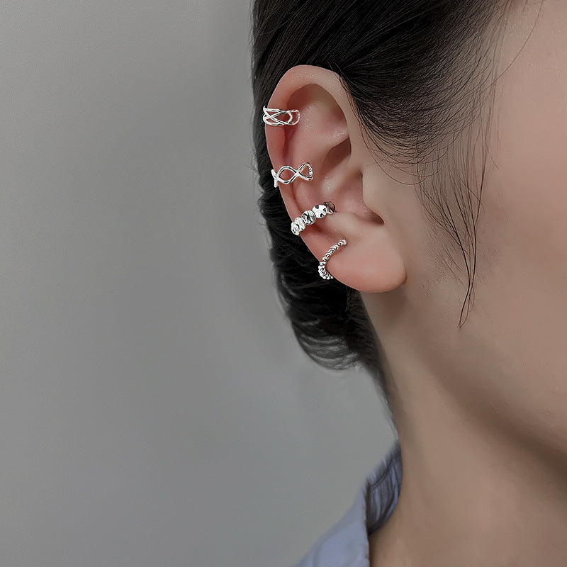 Wholesale Double Layer Zircon Geometric Silver Plating Earrings