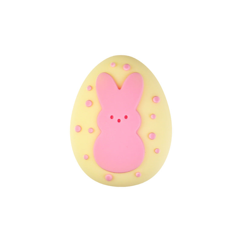 Wholesale 20pcs Rabbit 3D Silicone  Easter  Eggs DIY Jewelry Straight Hole Focal Beads