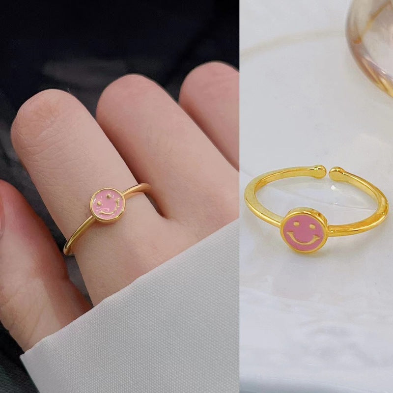 Anillos de cobre de cara sonriente colorido al por mayor