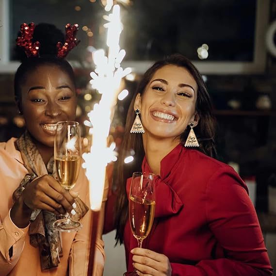 Wholesale Creative Triangle Alloy Happy New Year Christmas Eve Party Earrings