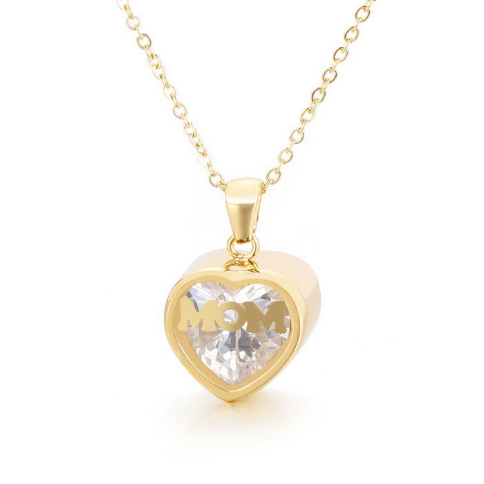 Wholesale new mother's day gift stainless steel heart-shaped necklace