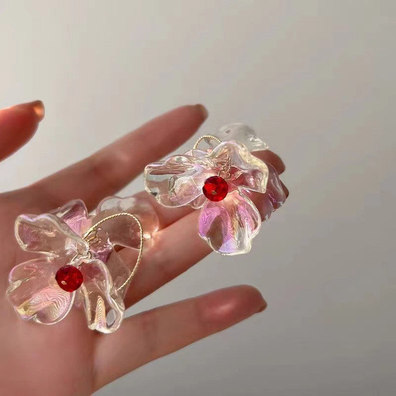 Wholesale Forest-style colorful diamond butterfly long earrings