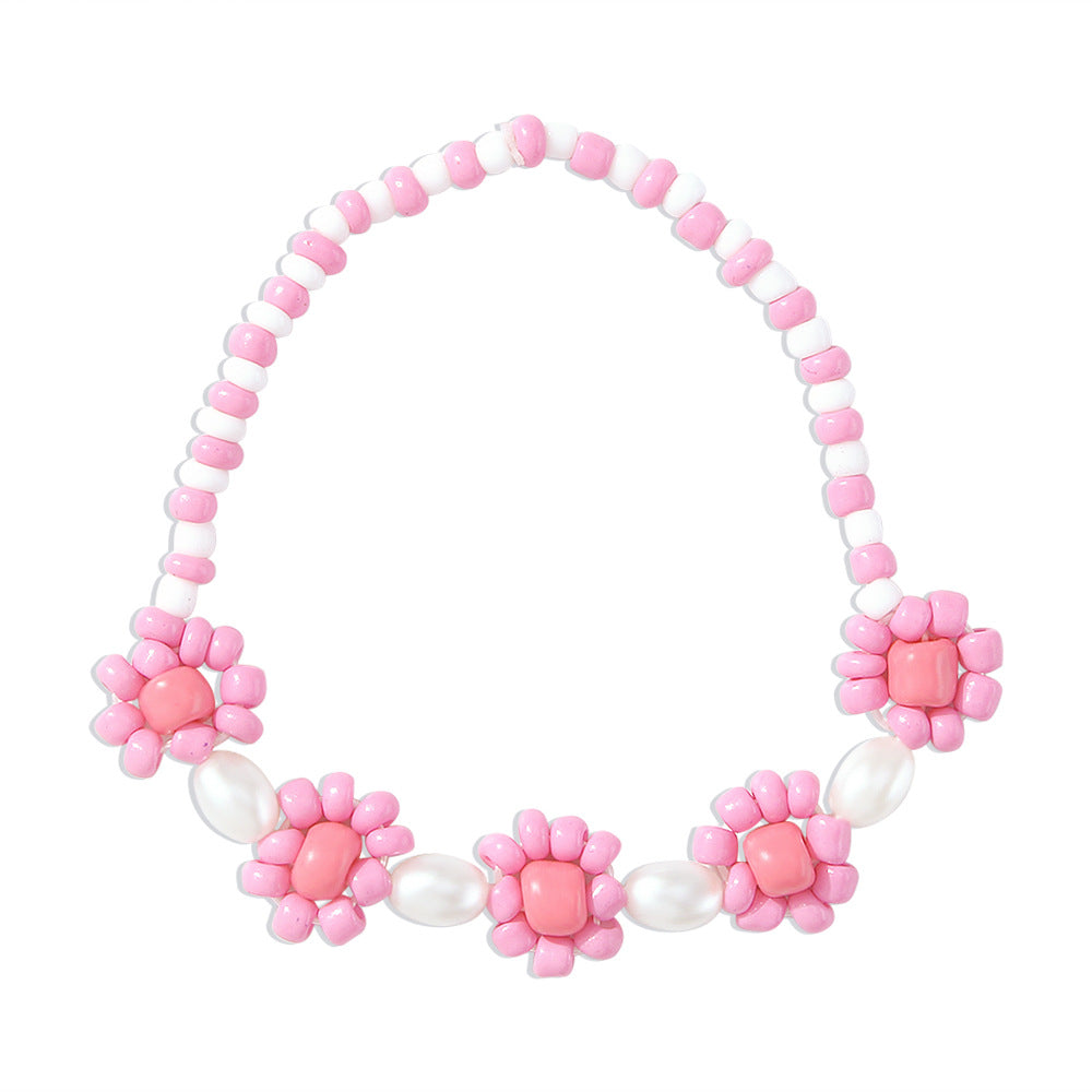 Wholesale Flowers Rice Beads Imitation Pearl Bracelet