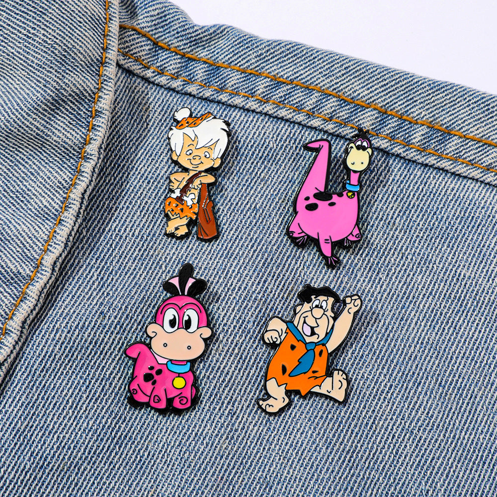 Wholesale 2pcs Alloy Cartoon Dinosaur Brooch Pin Electroplated Drop Oil Finish Trendy Decorative Accent For Bags Hats And Everyday Fashion