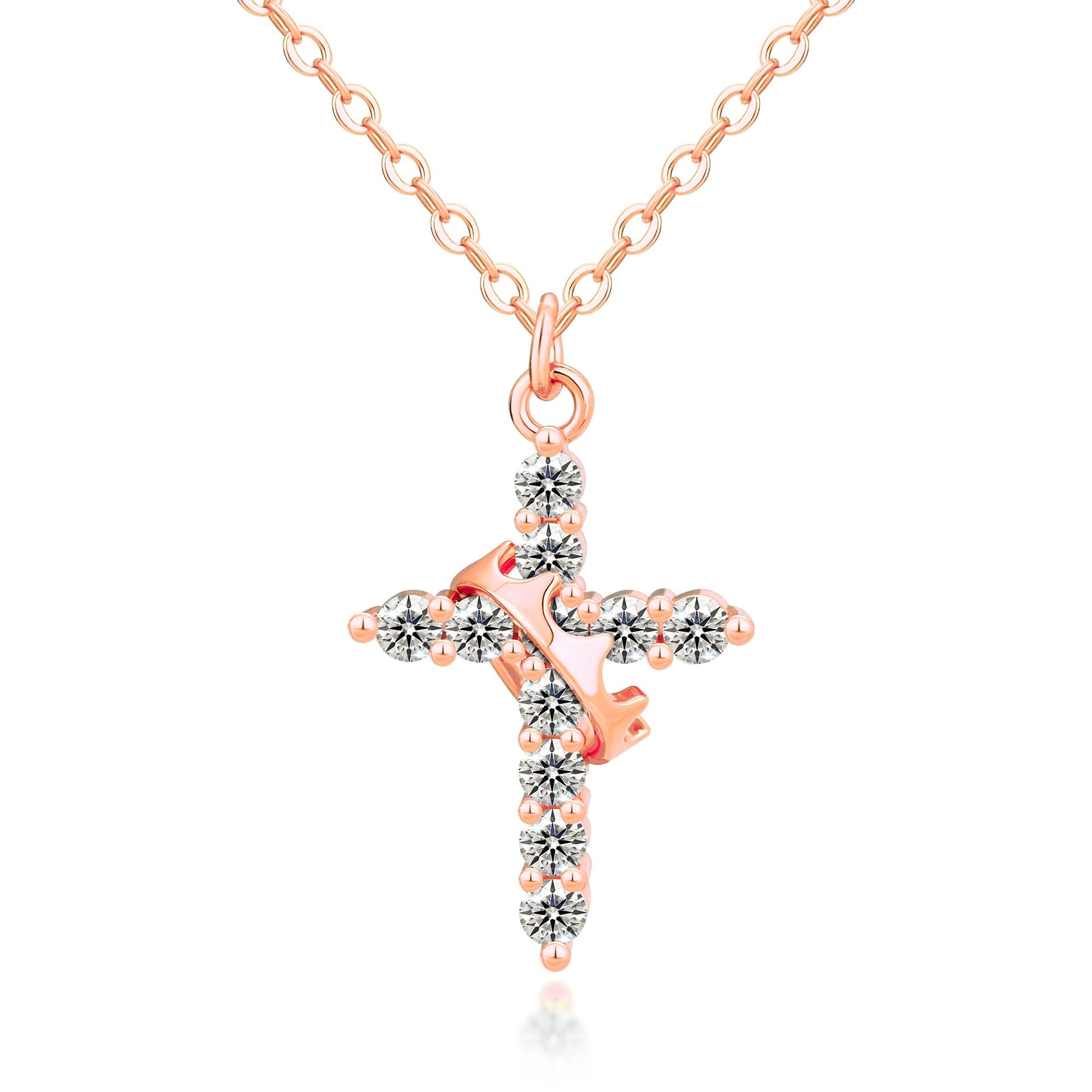 Wholesale Crown Cross Necklace Zircon Necklace