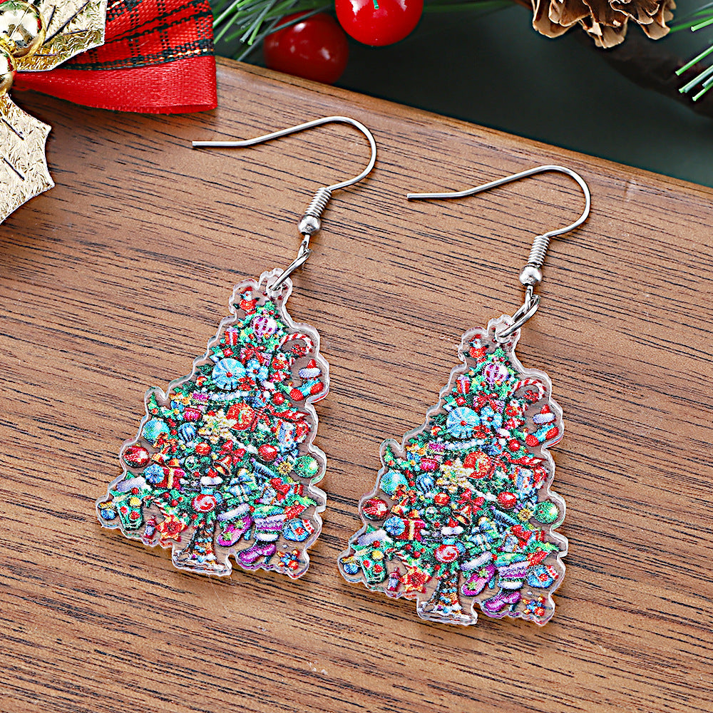 Wholesale Candy Lantern Christmas Tree Pendant Earrings Acrylic Earrings