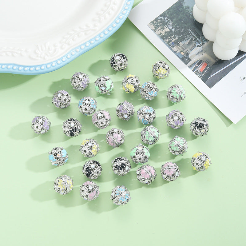 Wholesale antique bamboo leaf handmade accessories silver round beads