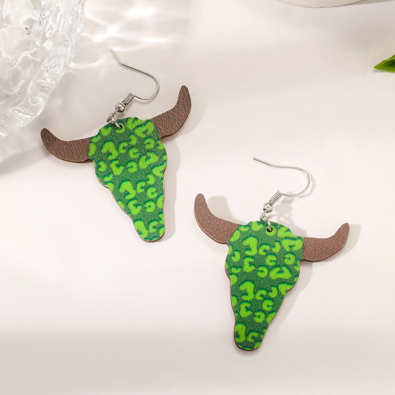 Wholesale St. Patrick's Day Heart Green Lucky Clover Earrings