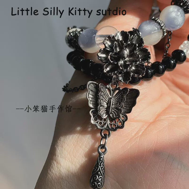 Wholesale Gun Black Peony Butterfly Snake Feather Moon Red Agate Alloy Charms DIY Bracelet Making Fashion Accessory Gift
