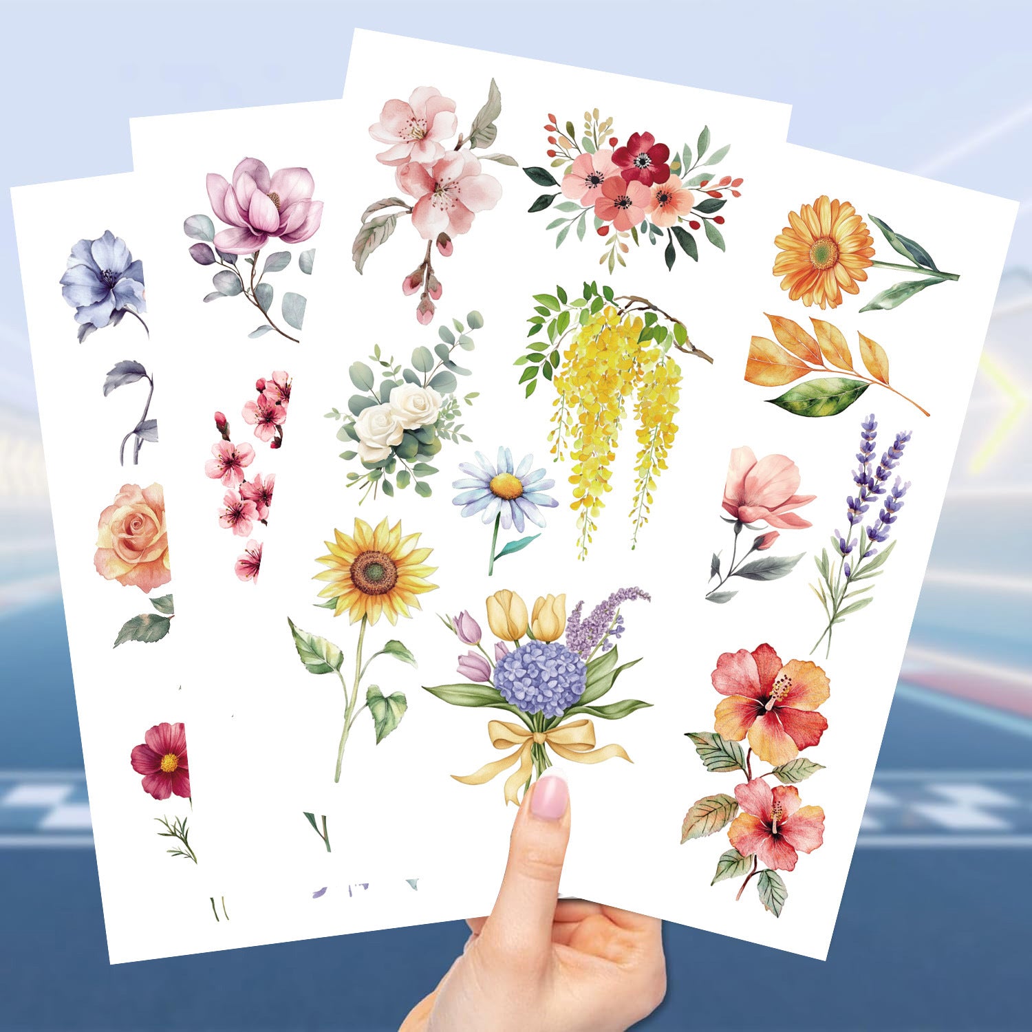 Wholesale  10pcs/pack Color Flower Series Tattoo Sticker Waterproof Party Gift Funny DIY Fun Face