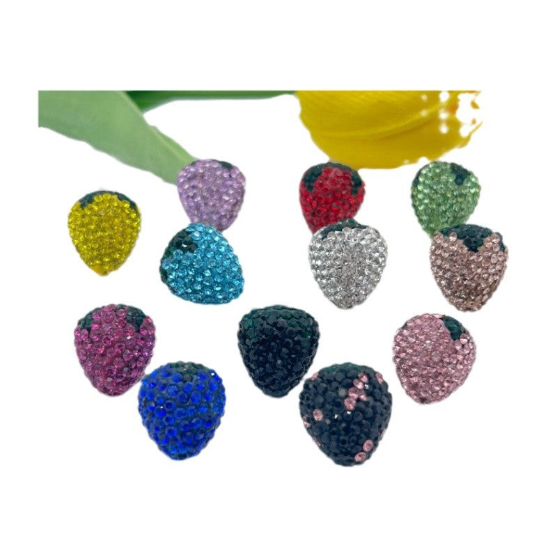 Wholesale 20pcs Strawberry clay filled with diamond beads