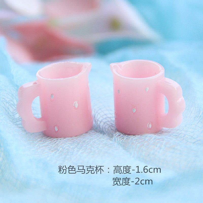 Wholesale Resin Food Play Mini Tea Set Plate Knife and Fork Doll Accessories