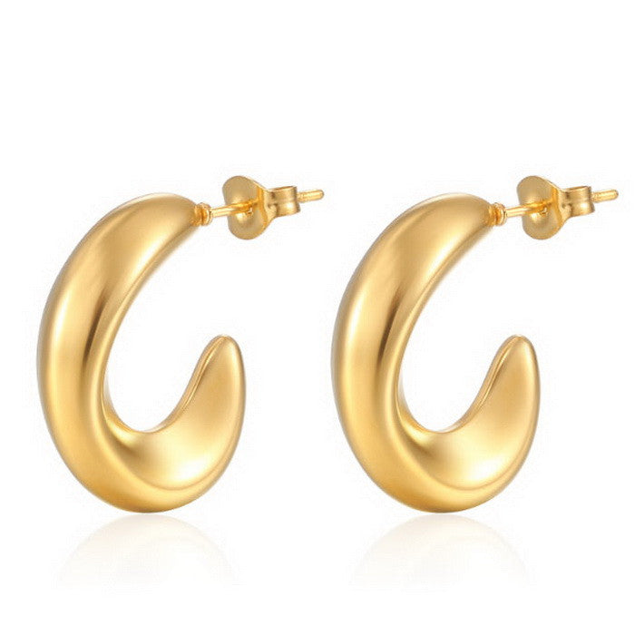 Wholesale Retro Geometric Irregular C Shape Polka Dot Gold Plated Earrings