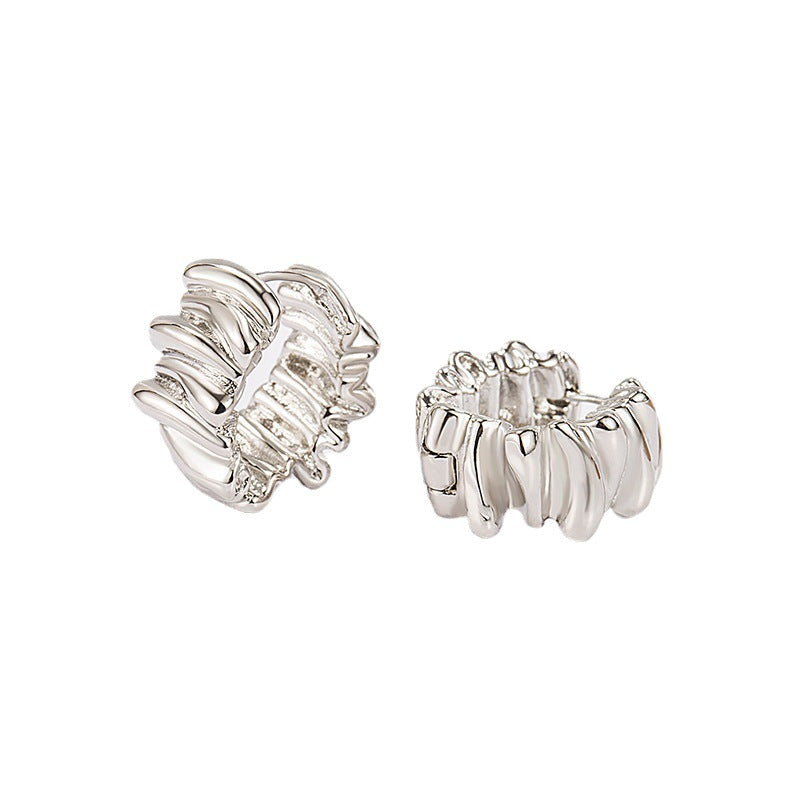 Círculos plisados ​​al por mayor Pendientes de cobre