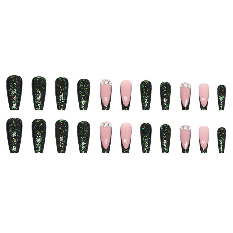 Wholesale Emerald Burst Fragments Long Ballet Nail Stickers