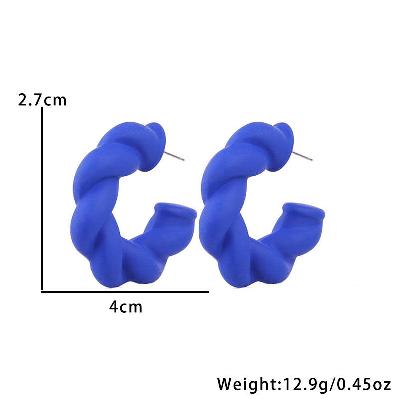 Wholesale Gut Simple Solid Color Commuter C Shape Twist Acrylic Earrings