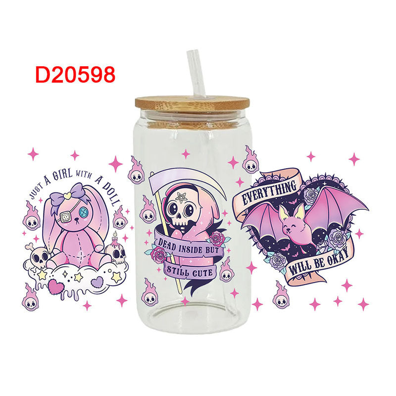 Wholesale Purple sy Mysterious Witch Style Theme 16oz Cup UV DTF Wraps