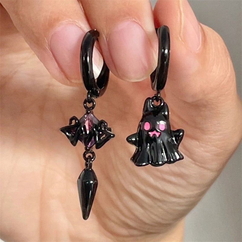 Wholesale Halloween Ghost Asymmetric Alloy Earrings