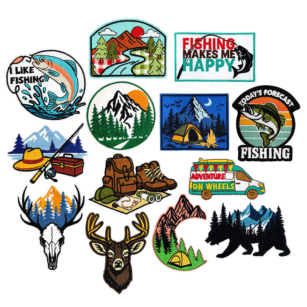 Wholesale Trendy Polyester Embroidered Patches Iron On Heat Transfer Applique For Outdoor Hiking Clothing DIY Accessory