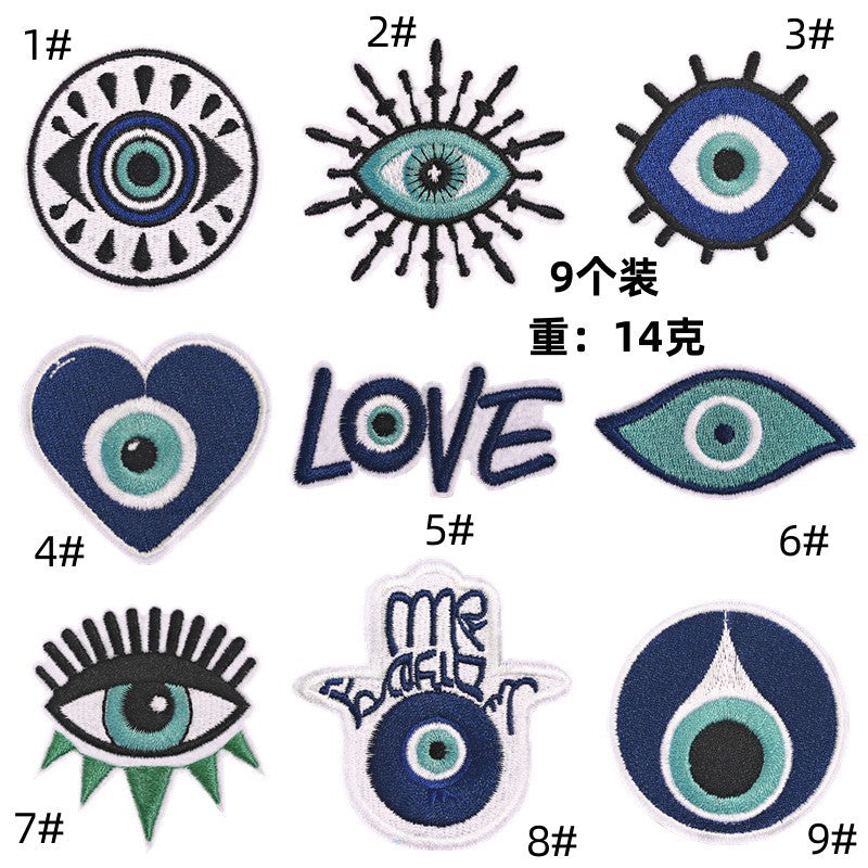 Wholesale Embroidered Evil Eye Iron On Patch Blue Eye Applique Trendy Decorative Accessory For Bags And Clothing Boutique Resale